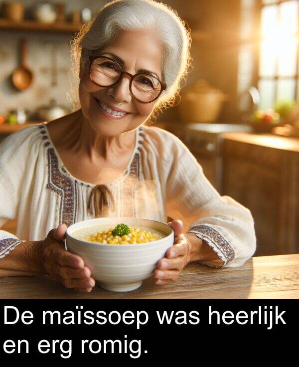 maïssoep: De maïssoep was heerlijk en erg romig.