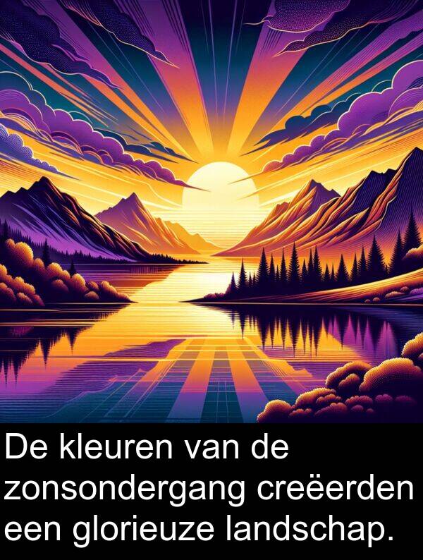 glorieuze: De kleuren van de zonsondergang creëerden een glorieuze landschap.