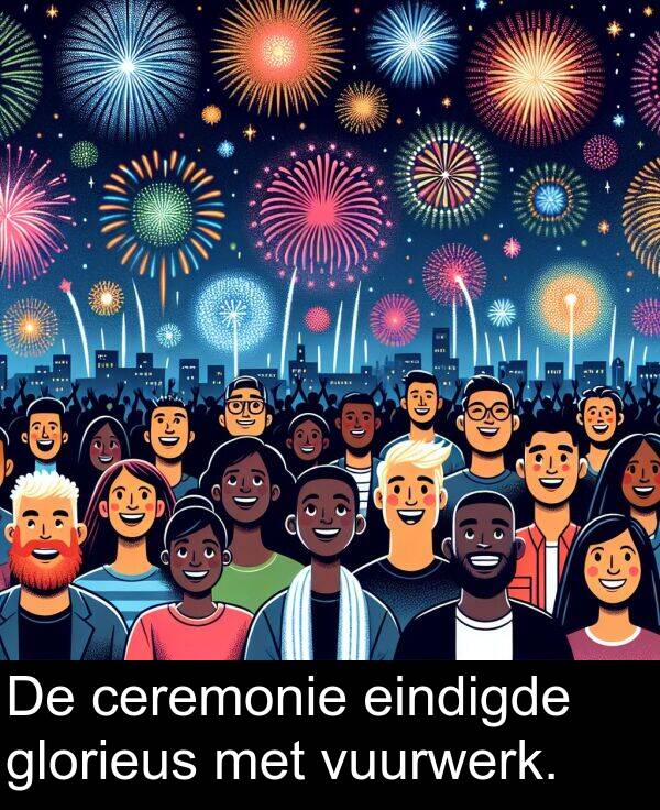 glorieus: De ceremonie eindigde glorieus met vuurwerk.
