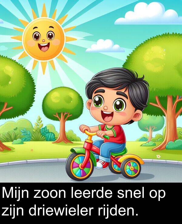 driewieler: Mijn zoon leerde snel op zijn driewieler rijden.