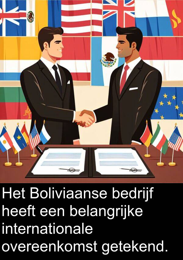 belangrijke: Het Boliviaanse bedrijf heeft een belangrijke internationale overeenkomst getekend.