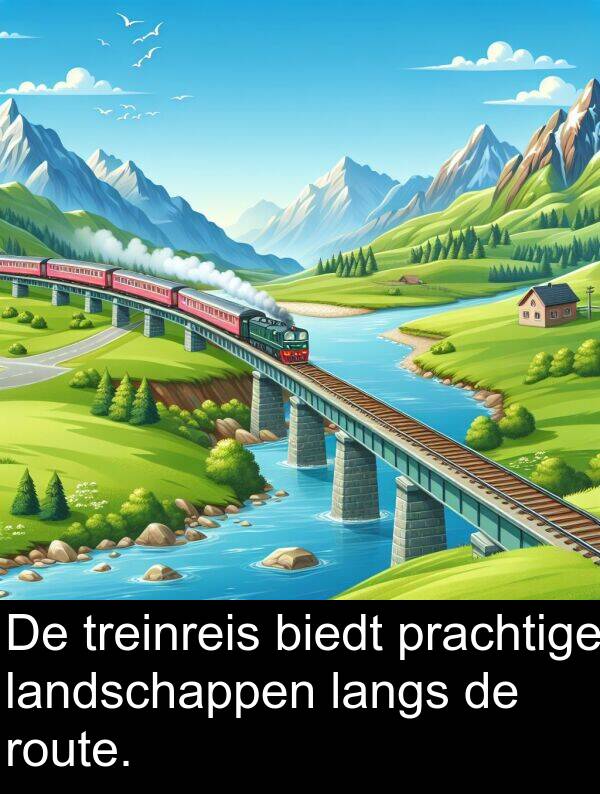 prachtige: De treinreis biedt prachtige landschappen langs de route.