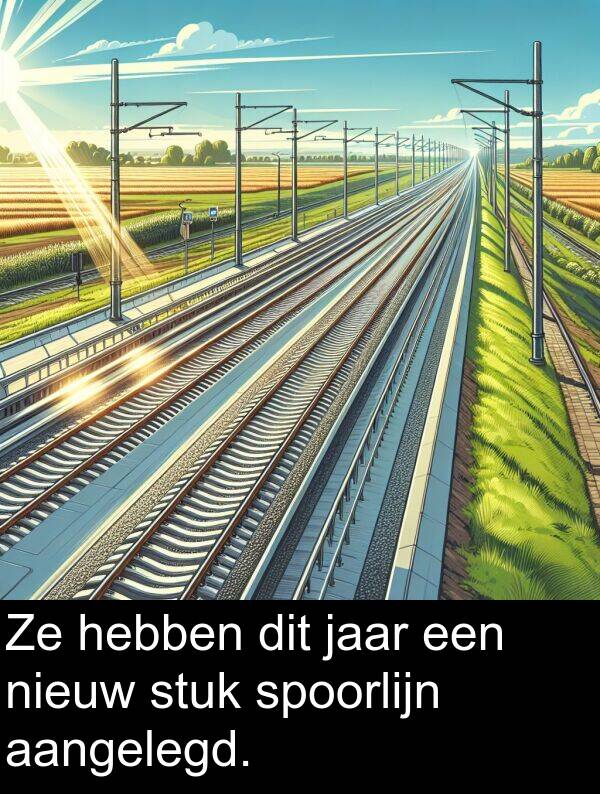 stuk: Ze hebben dit jaar een nieuw stuk spoorlijn aangelegd.