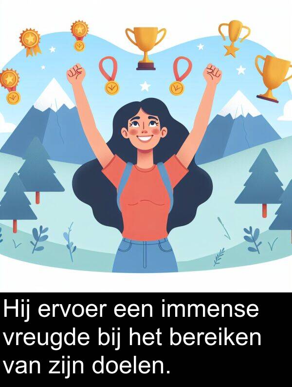 bereiken: Hij ervoer een immense vreugde bij het bereiken van zijn doelen.