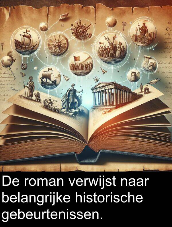 belangrijke: De roman verwijst naar belangrijke historische gebeurtenissen.