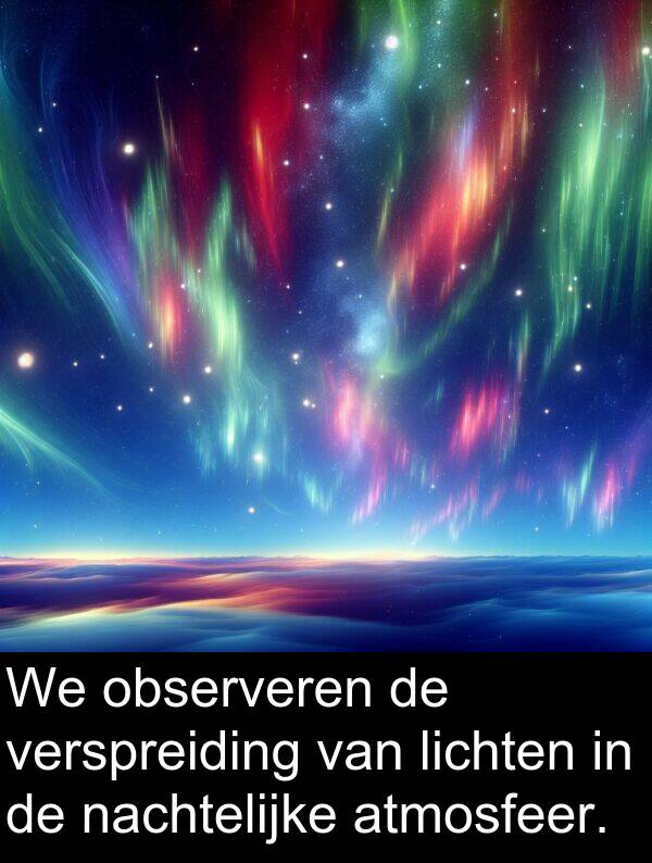 verspreiding: We observeren de verspreiding van lichten in de nachtelijke atmosfeer.