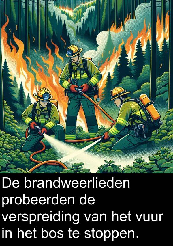 vuur: De brandweerlieden probeerden de verspreiding van het vuur in het bos te stoppen.
