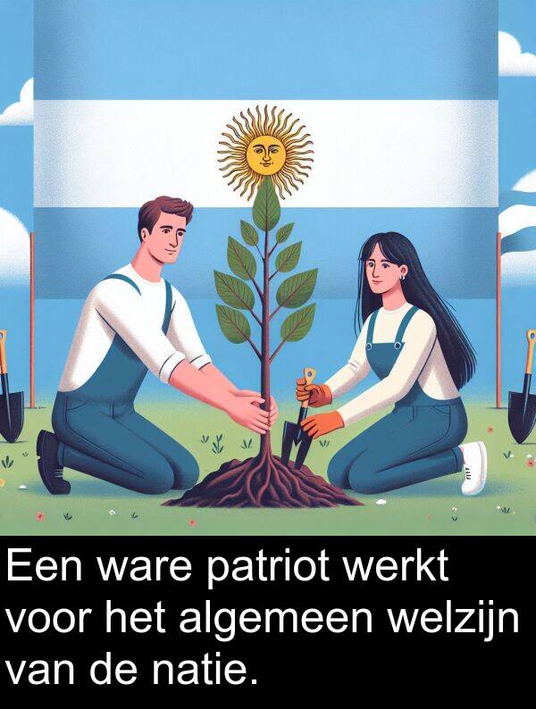 algemeen: Een ware patriot werkt voor het algemeen welzijn van de natie.