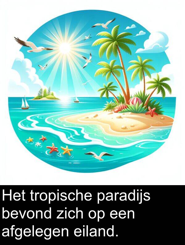 zich: Het tropische paradijs bevond zich op een afgelegen eiland.