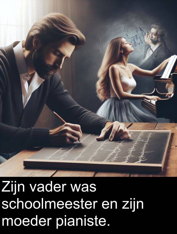 moeder: Zijn vader was schoolmeester en zijn moeder pianiste.
