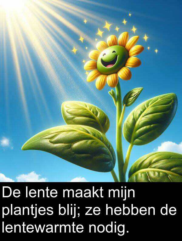 nodig: De lente maakt mijn plantjes blij; ze hebben de lentewarmte nodig.
