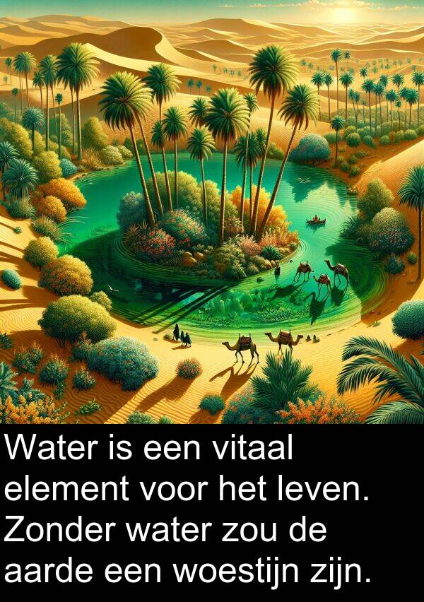 aarde: Water is een vitaal element voor het leven. Zonder water zou de aarde een woestijn zijn.
