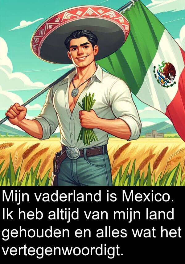 gehouden: Mijn vaderland is Mexico. Ik heb altijd van mijn land gehouden en alles wat het vertegenwoordigt.