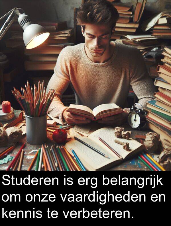 belangrijk: Studeren is erg belangrijk om onze vaardigheden en kennis te verbeteren.