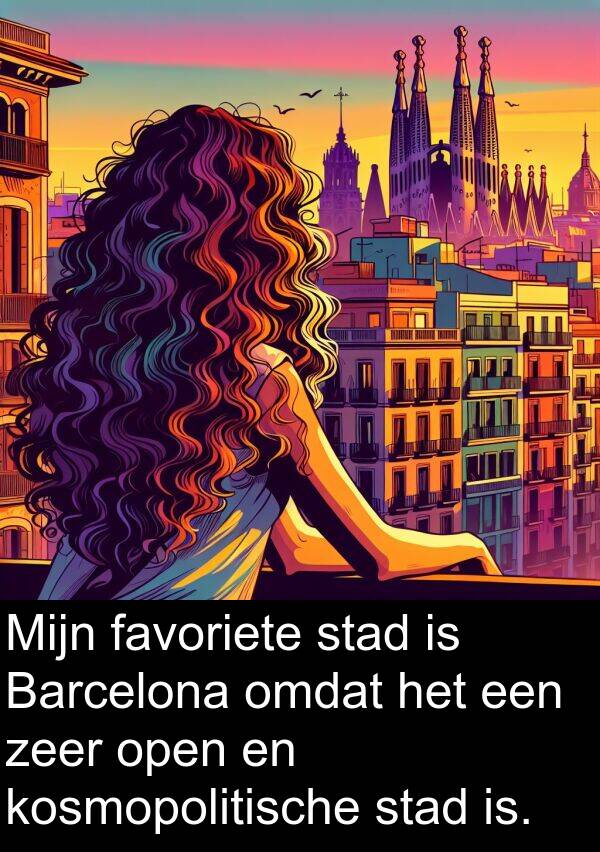 kosmopolitische: Mijn favoriete stad is Barcelona omdat het een zeer open en kosmopolitische stad is.