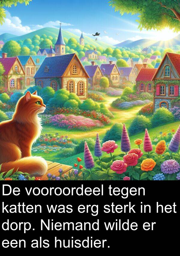 dorp: De vooroordeel tegen katten was erg sterk in het dorp. Niemand wilde er een als huisdier.