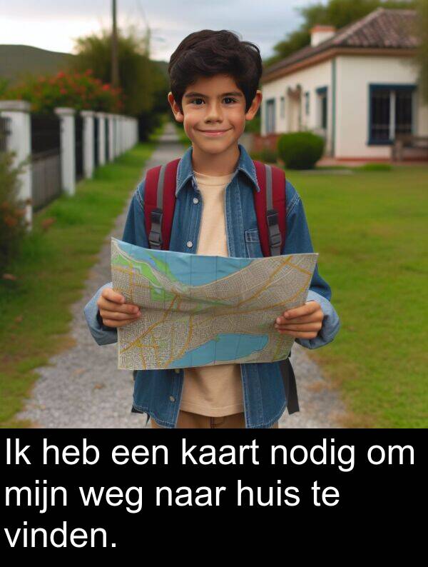 nodig: Ik heb een kaart nodig om mijn weg naar huis te vinden.