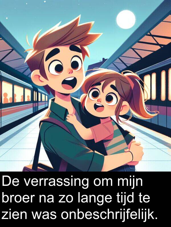 tijd: De verrassing om mijn broer na zo lange tijd te zien was onbeschrijfelijk.