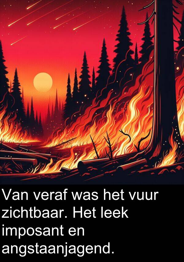 vuur: Van veraf was het vuur zichtbaar. Het leek imposant en angstaanjagend.