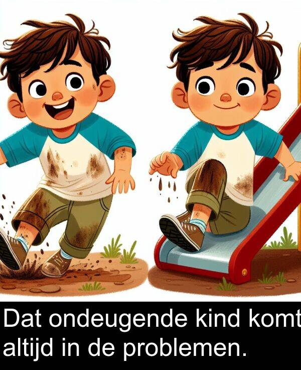 problemen: Dat ondeugende kind komt altijd in de problemen.