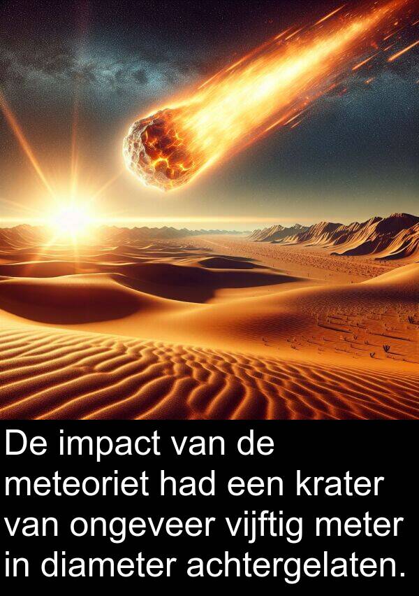 vijftig: De impact van de meteoriet had een krater van ongeveer vijftig meter in diameter achtergelaten.