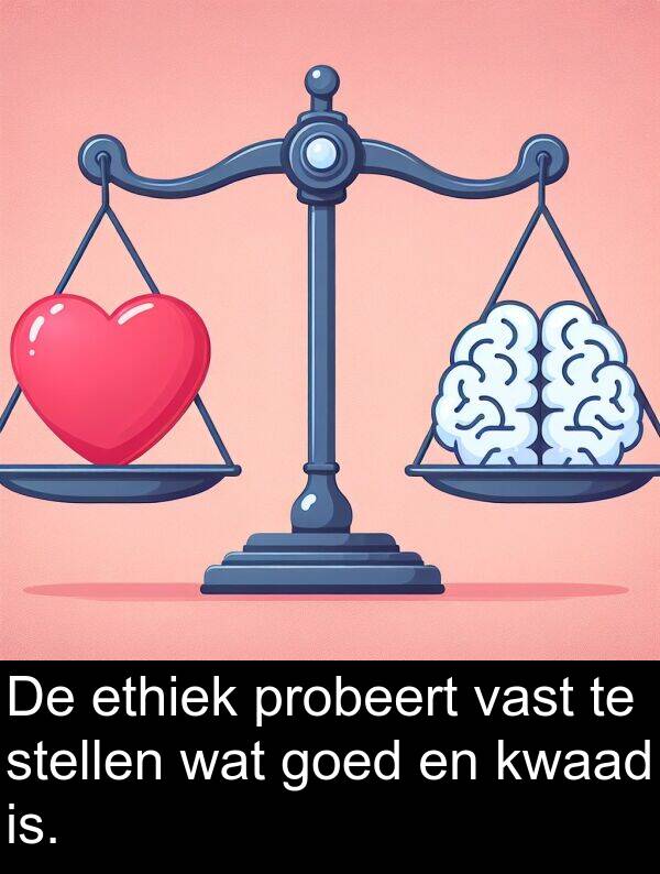 goed: De ethiek probeert vast te stellen wat goed en kwaad is.