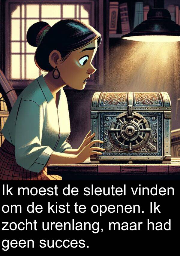 vinden: Ik moest de sleutel vinden om de kist te openen. Ik zocht urenlang, maar had geen succes.