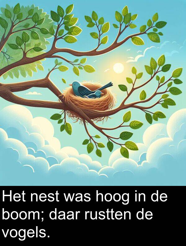 daar: Het nest was hoog in de boom; daar rustten de vogels.