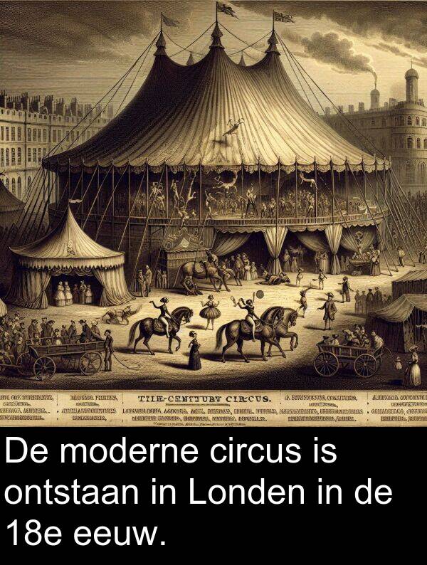 ontstaan: De moderne circus is ontstaan in Londen in de 18e eeuw.