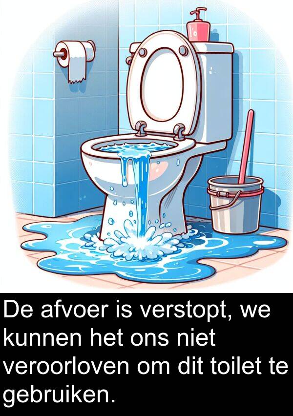 dit: De afvoer is verstopt, we kunnen het ons niet veroorloven om dit toilet te gebruiken.