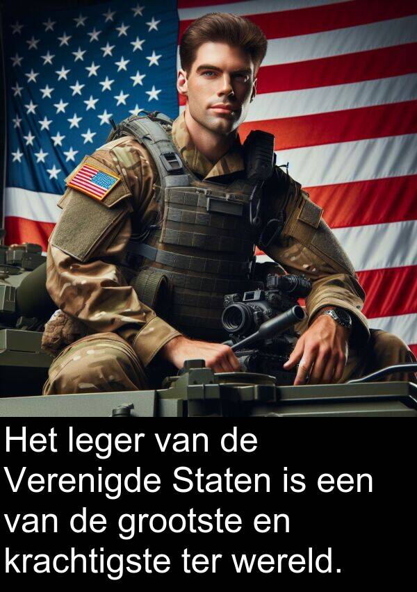 grootste: Het leger van de Verenigde Staten is een van de grootste en krachtigste ter wereld.