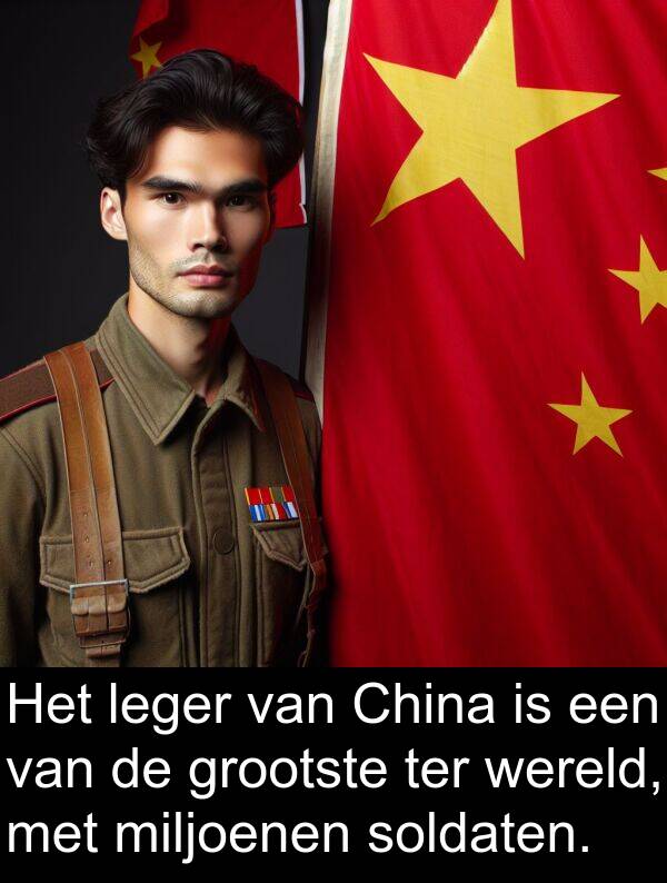 grootste: Het leger van China is een van de grootste ter wereld, met miljoenen soldaten.
