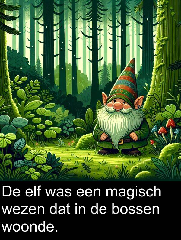 woonde: De elf was een magisch wezen dat in de bossen woonde.