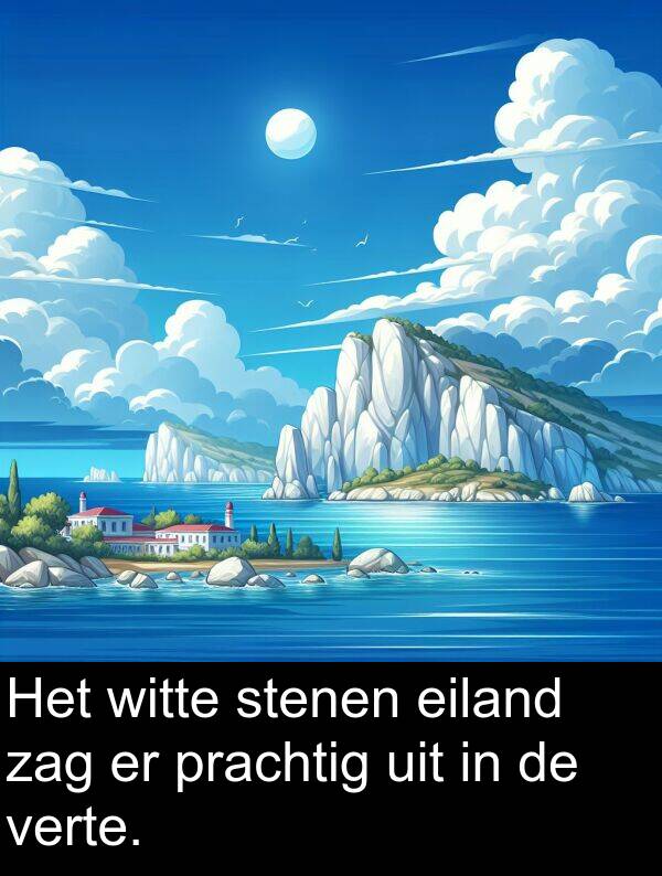 uit: Het witte stenen eiland zag er prachtig uit in de verte.