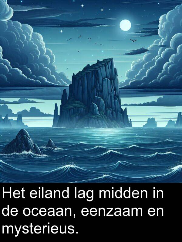 eenzaam: Het eiland lag midden in de oceaan, eenzaam en mysterieus.