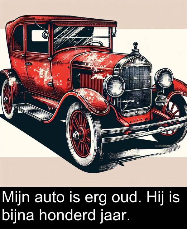 bijna: Mijn auto is erg oud. Hij is bijna honderd jaar.