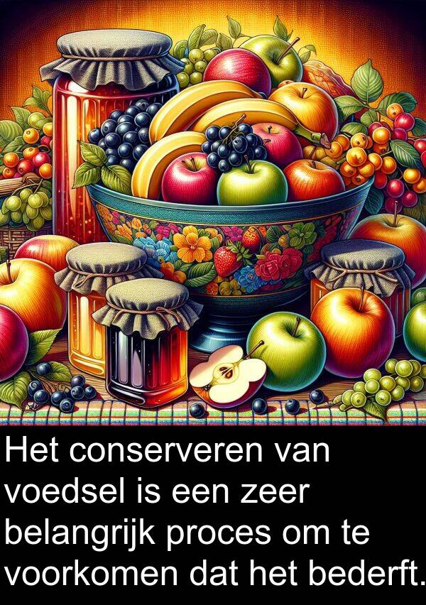 voorkomen: Het conserveren van voedsel is een zeer belangrijk proces om te voorkomen dat het bederft.