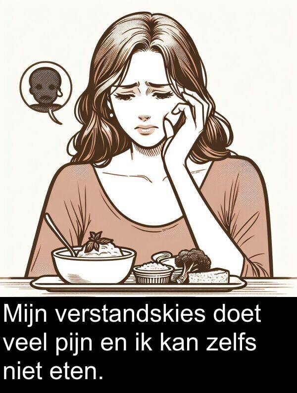 zelfs: Mijn verstandskies doet veel pijn en ik kan zelfs niet eten.