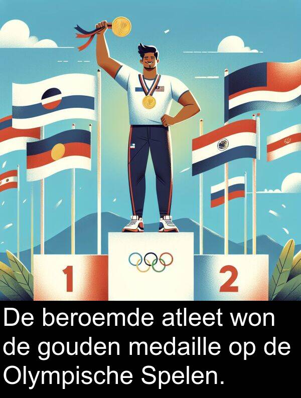 gouden: De beroemde atleet won de gouden medaille op de Olympische Spelen.