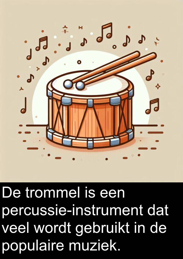 populaire: De trommel is een percussie-instrument dat veel wordt gebruikt in de populaire muziek.