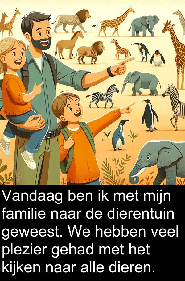 geweest: Vandaag ben ik met mijn familie naar de dierentuin geweest. We hebben veel plezier gehad met het kijken naar alle dieren.