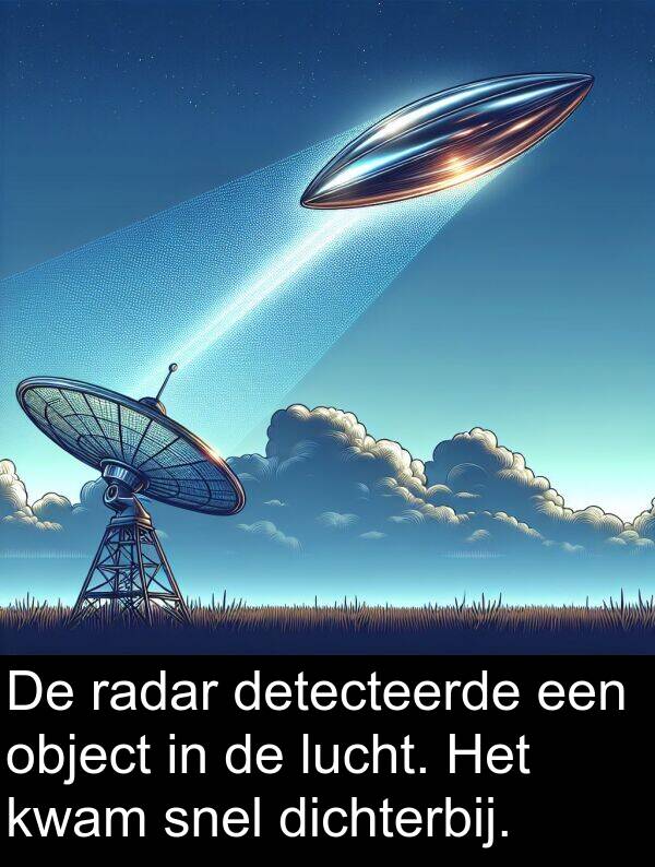 lucht: De radar detecteerde een object in de lucht. Het kwam snel dichterbij.