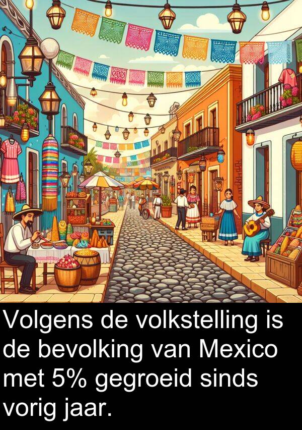 sinds: Volgens de volkstelling is de bevolking van Mexico met 5% gegroeid sinds vorig jaar.