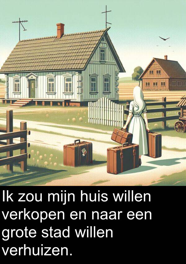 zou: Ik zou mijn huis willen verkopen en naar een grote stad willen verhuizen.