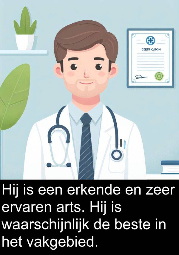 beste: Hij is een erkende en zeer ervaren arts. Hij is waarschijnlijk de beste in het vakgebied.