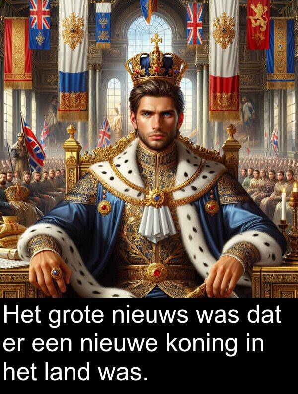 koning: Het grote nieuws was dat er een nieuwe koning in het land was.