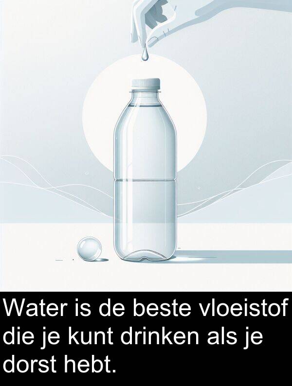 drinken: Water is de beste vloeistof die je kunt drinken als je dorst hebt.