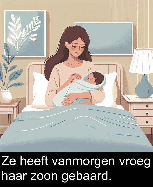 zoon: Ze heeft vanmorgen vroeg haar zoon gebaard.