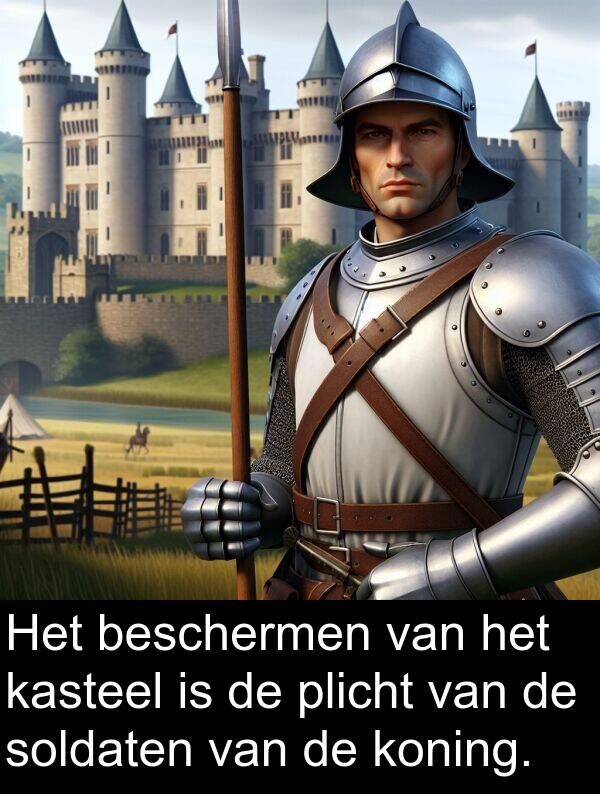 kasteel: Het beschermen van het kasteel is de plicht van de soldaten van de koning.