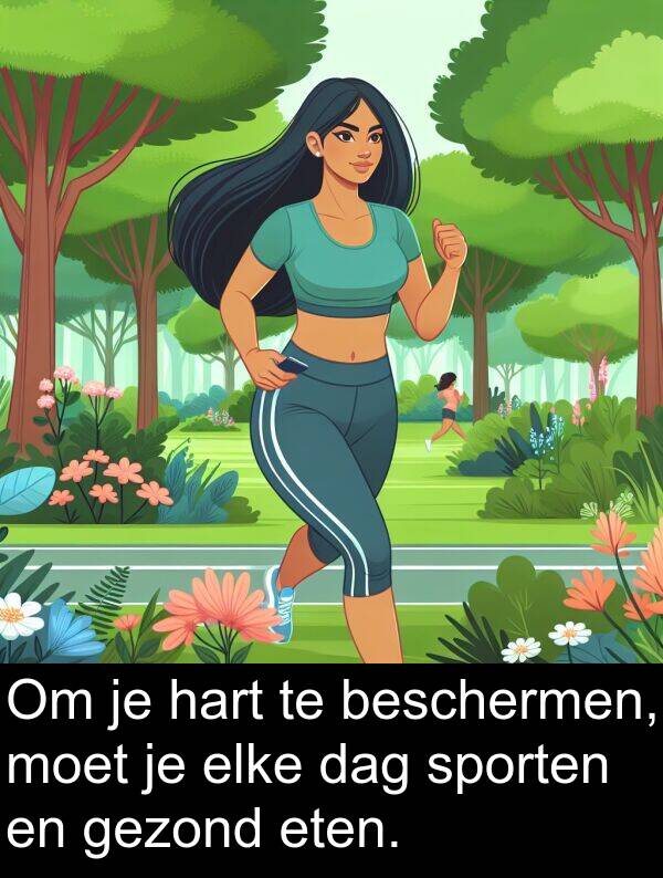 gezond: Om je hart te beschermen, moet je elke dag sporten en gezond eten.